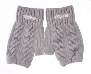 Wisconsin Gray and Pink Fingerless Gloves | Very Warm | Robin Ruth design Cable Knit