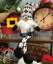 Load image into Gallery viewer, Shelf Sitting Gnome with Snowflake Design Felt Hat and Dangle Legs