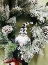 Load image into Gallery viewer, Shelf Sitting Gnome with Snowflake Design Felt Hat and Dangle Legs