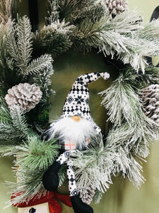 Shelf Sitting Gnome with Snowflake Design Felt Hat and Dangle Legs