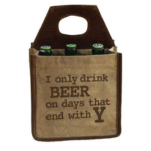 Load image into Gallery viewer, Save Water, Drink Beer 6-pack Rugged Beer totes canvas leather