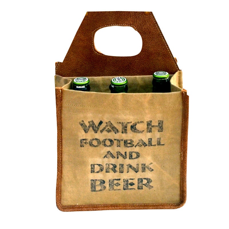 Save Water, Drink Beer 6-pack Rugged Beer totes canvas leather