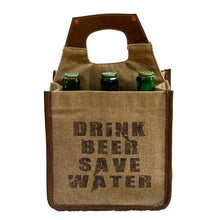 Load image into Gallery viewer, Save Water, Drink Beer 6-pack Rugged Beer totes canvas leather