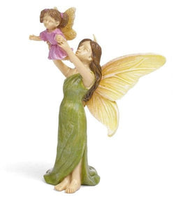 Fairy Mom Holding Lifting her Fairy Daughter in the air| Fairy Garden DIY Figurine Dollhouse Accessory | MG358