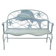 Coastal Metal Sword Fish Bench | Nautical Bench | Free Shipping | Blue Vintage Look | Full Size