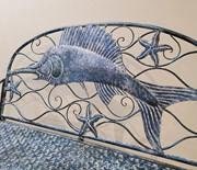 Coastal Metal Sword Fish Bench | Nautical Bench | Free Shipping | Blue Vintage Look | Full Size