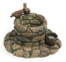 Load image into Gallery viewer, Miniature Wishing Well with A sweet pair of birds and Water Bucket