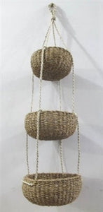Wicker and Jute 3 Tier Plant Hanger Storage Idea Lined Baskets