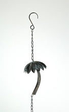 Load image into Gallery viewer, Metal Tropical Palm Tree Rain Chain with Attached Hanger 72 inch | Choice Green or Black