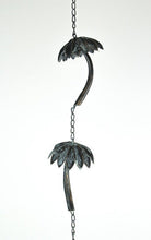 Load image into Gallery viewer, Metal Tropical Palm Tree Rain Chain with Attached Hanger 72 inch | Choice Green or Black