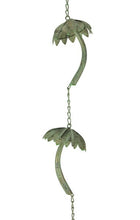 Load image into Gallery viewer, Metal Tropical Palm Tree Rain Chain with Attached Hanger 72 inch | Choice Green or Black