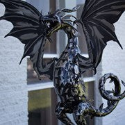 Iron Dragon Swinging Garden Stake | Tail Up | Sunfyre