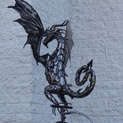 Iron Dragon Swinging Garden Stake | Tail Up | Sunfyre