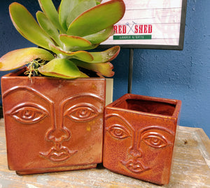 6" Square Ceramic Modern Face Planter Pots Succulents, Flowers and Plants