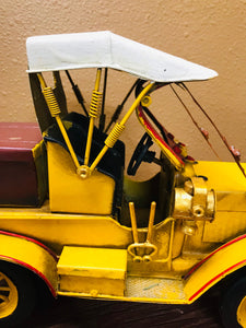 Nostalgic Yellow Car Metal Replica | Collectible | Retro Industrial Decorative Figurine