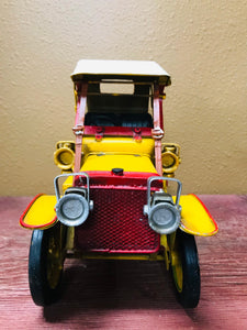 Nostalgic Yellow Car Metal Replica | Collectible | Retro Industrial Decorative Figurine