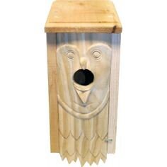 SALE! Carved Blue Bird House | Nature Inspired Outdoor Owl Birdhouse