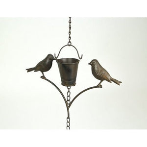 Metal Rain Chain Decorative Bird Patio Decor Garden Accent 78 inch Black/Brown