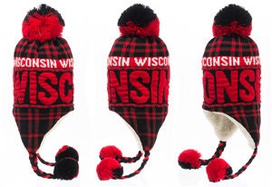 Wisconsin Plaid Pom Pom Hat | unisex | lined | Very Warm | Robin Ruth design