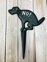 Load image into Gallery viewer, No! Pooping Naughty Dog Cast Iron Yard Sign | Lawn Sign | Grass Sign