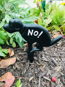 No! Pooping Naughty Dog Cast Iron Yard Sign | Lawn Sign | Grass Sign