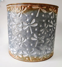 Load image into Gallery viewer, Dragonfly Galvanized Metal Planter with Copper Accent