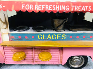 Nostalgic Pink Ice Cream Shop Metal Replica | Collectible Food truck | Retro Industrial Decorative Figurine
