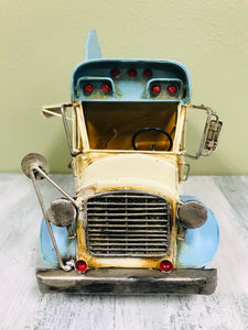 Nostalgic Blue Espresso Shop Metal Replica | Collectible Food truck | Retro Industrial Decorative Figurine