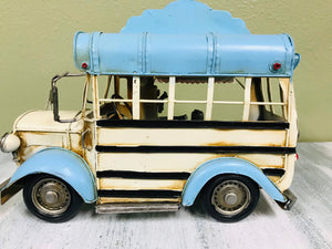 Nostalgic Blue Espresso Shop Metal Replica | Collectible Food truck | Retro Industrial Decorative Figurine