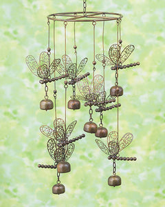 Hanging Dragonflies Mobile, Copper Colored Wind Chime