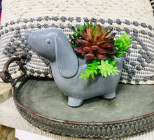 Load image into Gallery viewer, Gray Ceramic Dog Planter Pot Flower Vase Home Office Desk Decor  Indoor Outdoor