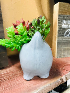 Gray Retro Puppy Dog flower pot | 8" Long 7" Tall