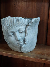 Load image into Gallery viewer, Large Wrap Lady Girl Face Head cement planter pot  Unique Succulent Houseplant Pot