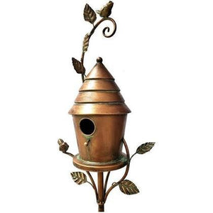 Copper Vintage Birdhouse 70" tall Post Staked Bird House Bird Lover's Gift