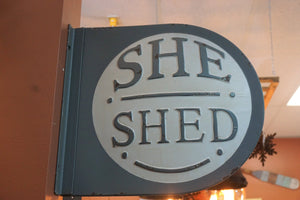 She SHED sign | Metal | A must have!  Vintage retro look | Round | Double sided | 3-D