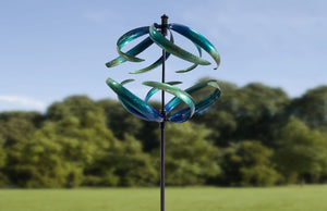 Sphere Caribbean | Green and Blue | Outdoor Spinner l Garden Wind Spinners | spins both directions | kinetic wind sculpture HH147