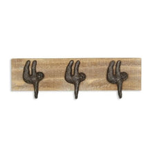 Load image into Gallery viewer, 16&quot; Sloth Theme Brown and Black 3 Hook Wall Coat Towel Hanger