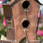 A-frame Metal Birdhouse Condo Garden Stake