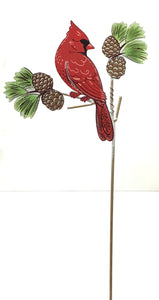 Cardinal and Pine cones Outdoor Stake | 26" and 47"
