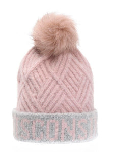Winter Hat for women Wisconsin Knit Pink designed by Robin Ruth