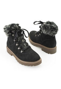 Corkys Challenge Black Boots | Women’s Black suede boots |  Fur Trim