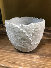 Load image into Gallery viewer, Cement embossed wrapped leaf design planter pot. Indoor or outdoor. Ideal for succulents and small houseplants. 
