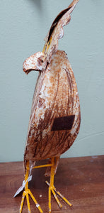 Metal Barn Owl Distressed Vintage Look stand yard art