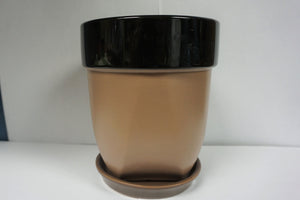 Ceramic Planters with Attached Saucer 6.75" Earth Tones Plant Lover's Gift