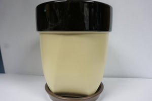 Ceramic Planters with Attached Saucer 6.75" Earth Tones Plant Lover's Gift