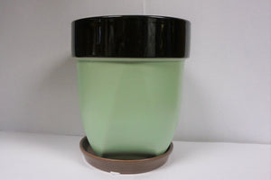 Ceramic Planters with Attached Saucer 6.75" Earth Tones Plant Lover's Gift