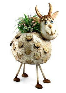Metal Bobble Head Goat Planter