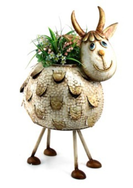 Metal Bobble Head Goat Planter