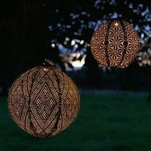 Load image into Gallery viewer, Indoor/Outdoor Garden Lantern LED |  Copper Round Shape 30 cm | Remote Battery Operated | LUM119
