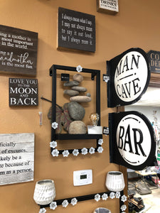 Bar sign | Metal wall hanging B & W | Vintage retro look | Round | Double sided | 3-D